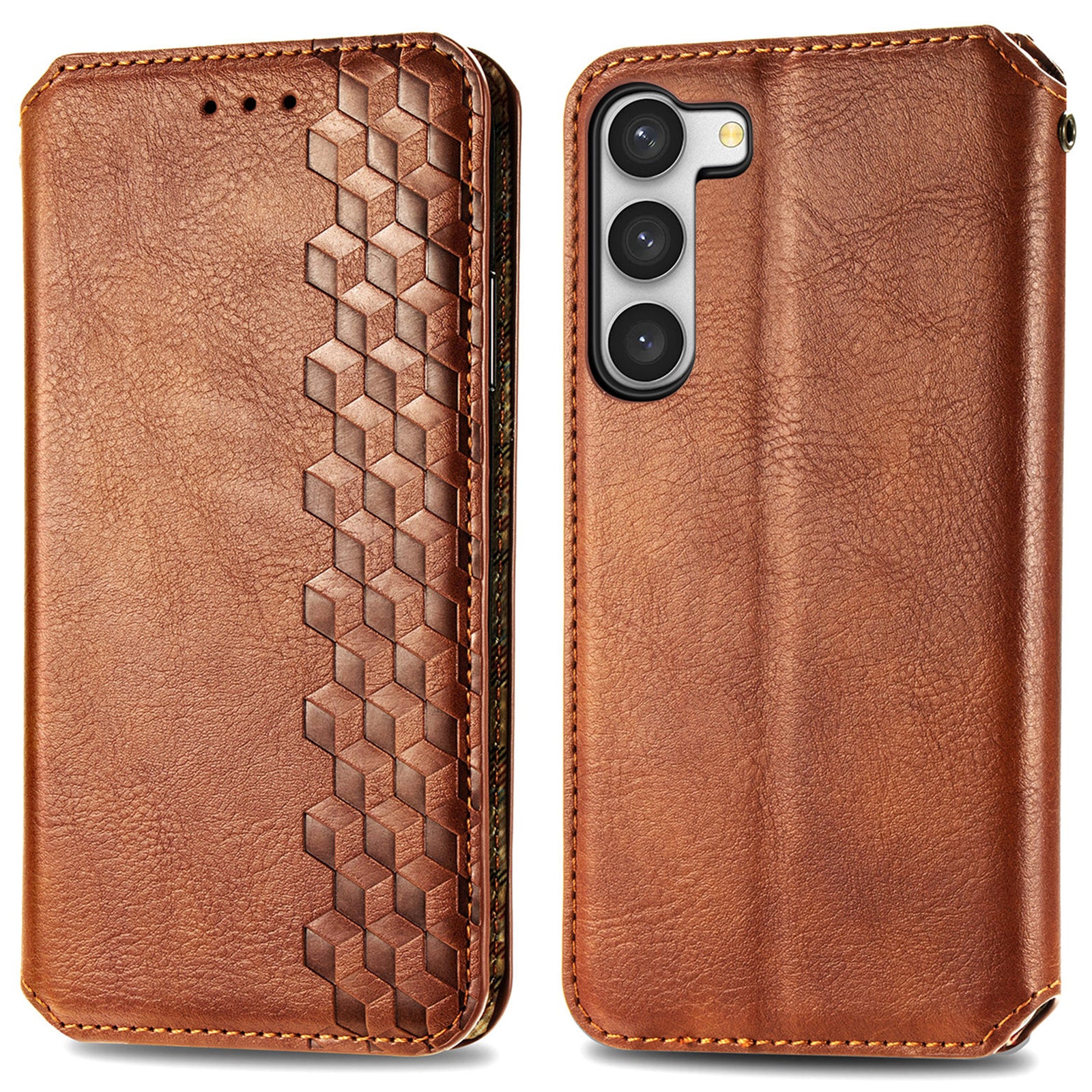 For Samsung Galaxy S23 Full Coverage PU Leather Rhombus Imprinted Cover Magnetic Auto-absorbed Stand Wallet Folio Flip Phone Case For Samsung Galaxy S23 Full Coverage PU Leather Rhombus Imprinted Cover Magnetic Auto-absorbed Stand Wallet Folio Flip Phone Case